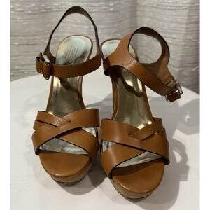 Coach Tan Strappy Platform Heel Sandals Size 8
